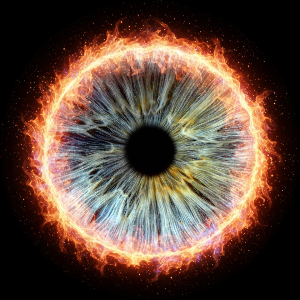 Individuelle Iris-Collage: Feuer